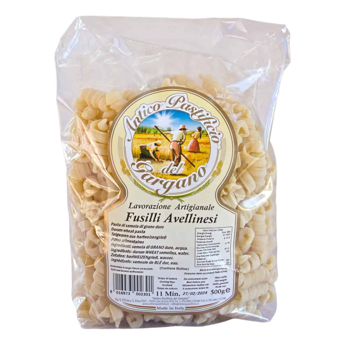 Antico Pastificio Del Gargano Fusilli Avellinesi Pasta 500g - Zenesco