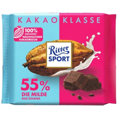 Ritter Sport Ghana Dark Milk Chocolate 55% Cocoa 100g