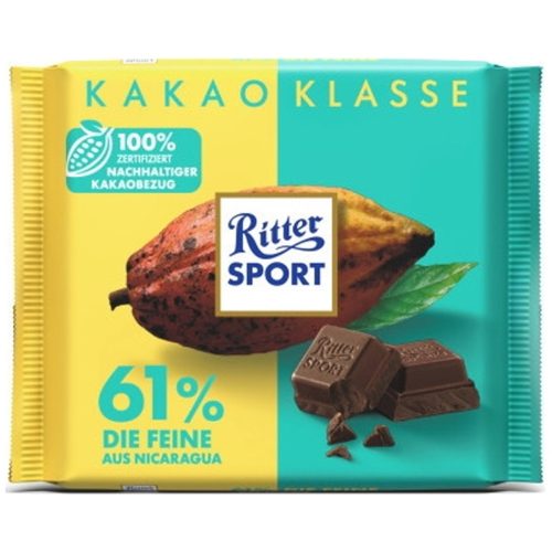 Ritter Sport Nicaragua Fine Dark Chocolate 61% Cocoa 100g