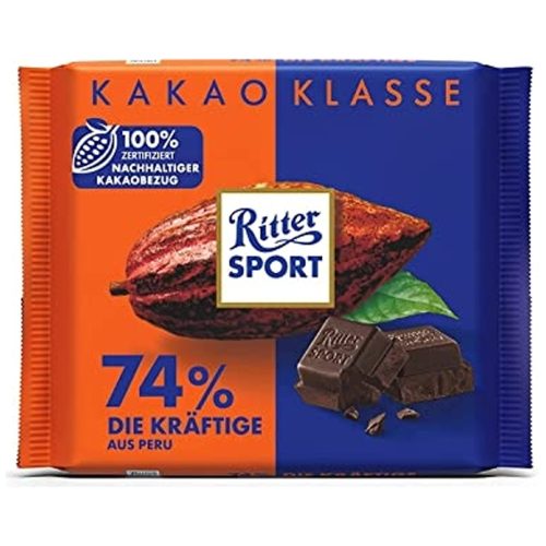 Ritter Sport Peru Fine Dark Chocolate 74% Cocoa 100g