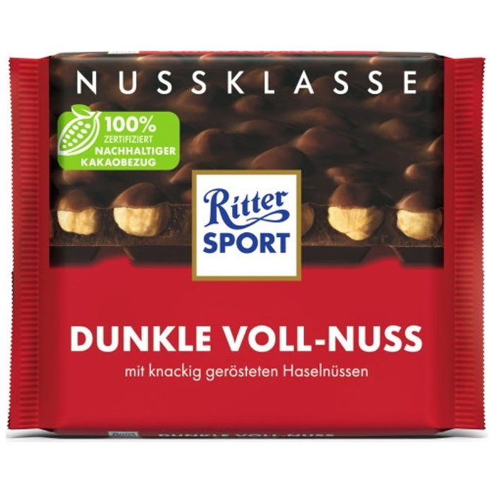 Ritter Sport Whole Hazelnut Dark Chocolate Bar 100g