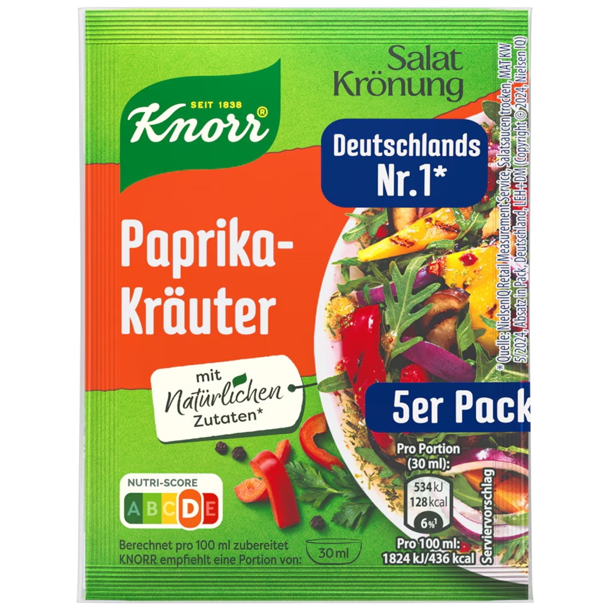 Knorr Salat Kroenung (Salad Dressing Mix) Paprika Herbs 5-Pack